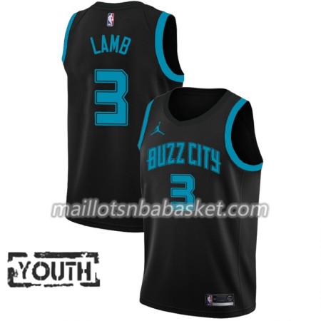 Maillot Enfant Charlotte Hornets Jeremy Lamb 3 2018-19 Jordan Brand City Edition Noir Swingman